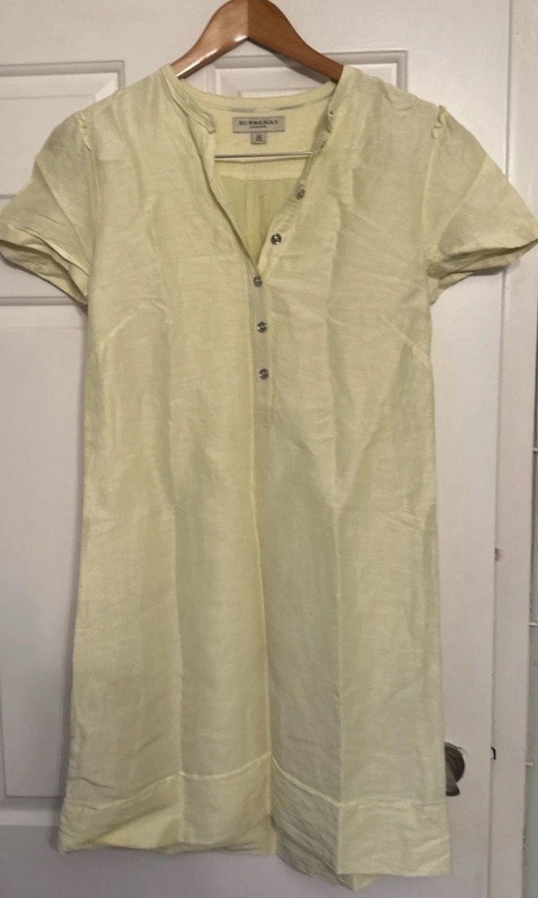 Burberry Women Linen Silk Midi Dress US 10 M Beautiful
