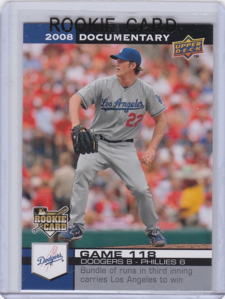 CLAYTON KERSHAW ROOKIE CARD 2008 Upper Deck Documentary LOS ANGELES DODGERS RC