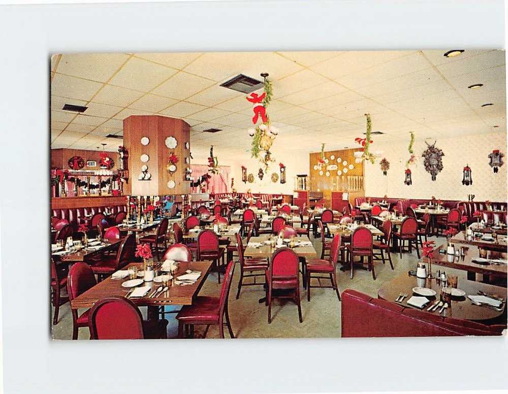 Postcard Interior Tick Tock Restaurant Hollywood California USA