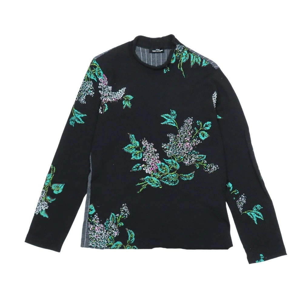 COMME des GARCONS 90s Tricot Long Sleeve Knit Sweater Floral Black Vintage
