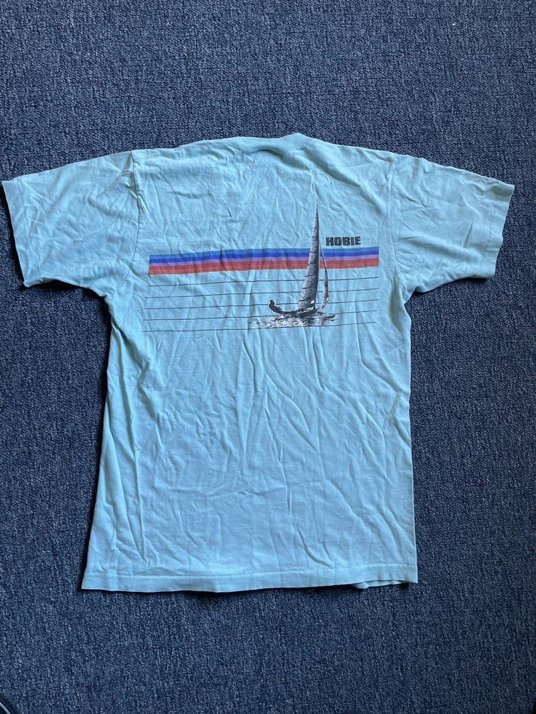 Vintage 80s Hobie Sailing Sailboat Logo T-Shirt Size Medium Single Stitch Surf