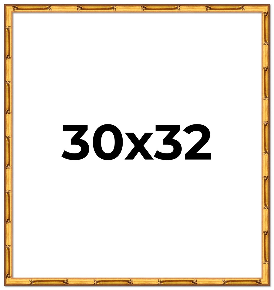 30x32 Frame Gold Bamboo Solid Wood Picture Frame | 1 Inch Moulding Width | Inter