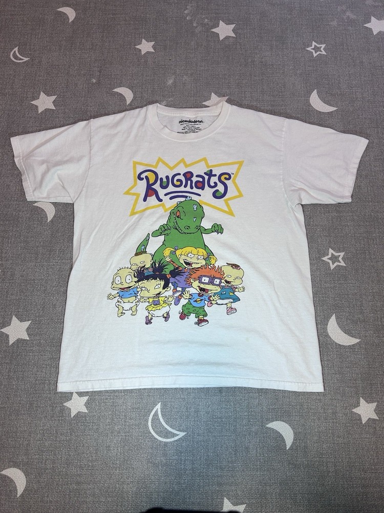 Nickelodeon Rugrats Men's White Cotton Graphic Short Sleeve T-Shirt Size L