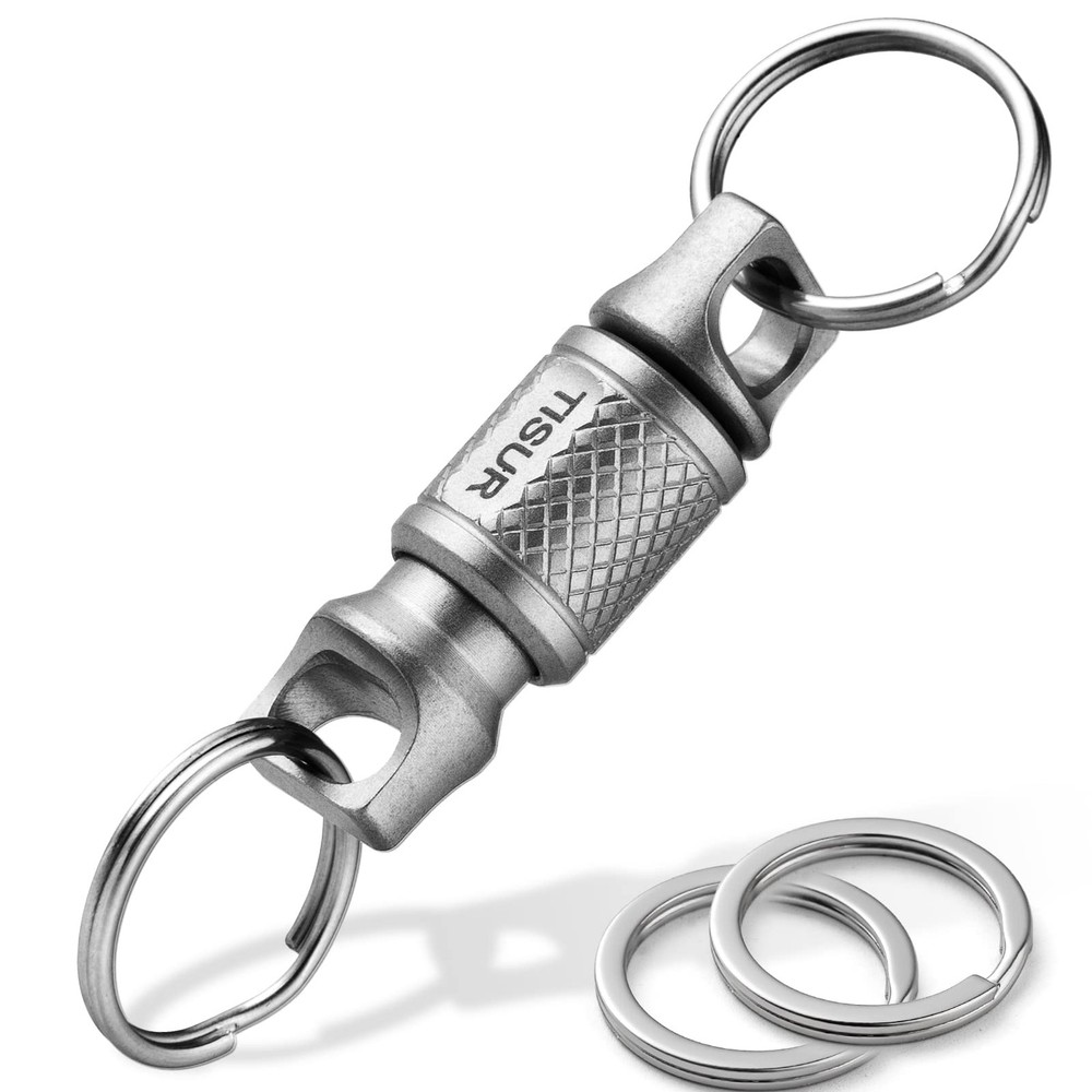 Titanium Quick Release Keychain, Retractable Key Chain Detachable Keychain Cl...