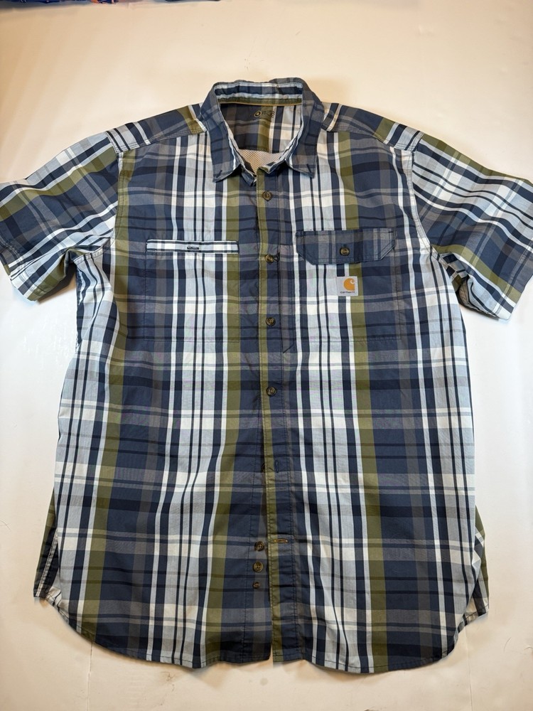 Carhartt Force Shirt Mens XL Plaid Relaxed Fit Short Slv Tactical Vented Fishing