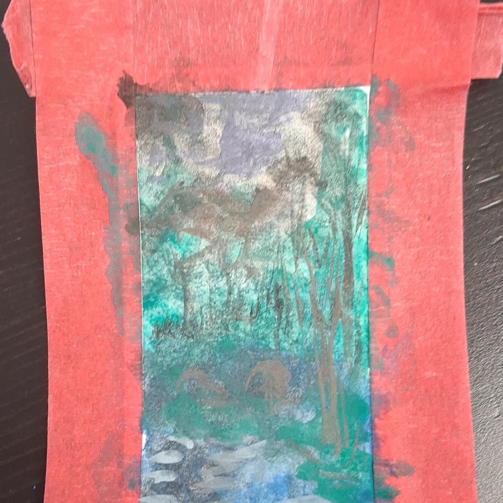 Abstract Forest Landscape Small watercolor Painting on Paper, Original Artwork-image