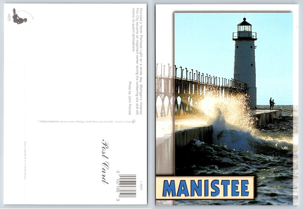 Manistee MichiganNORTH PIERHEAD LIGHTHOUSE Postcard V569