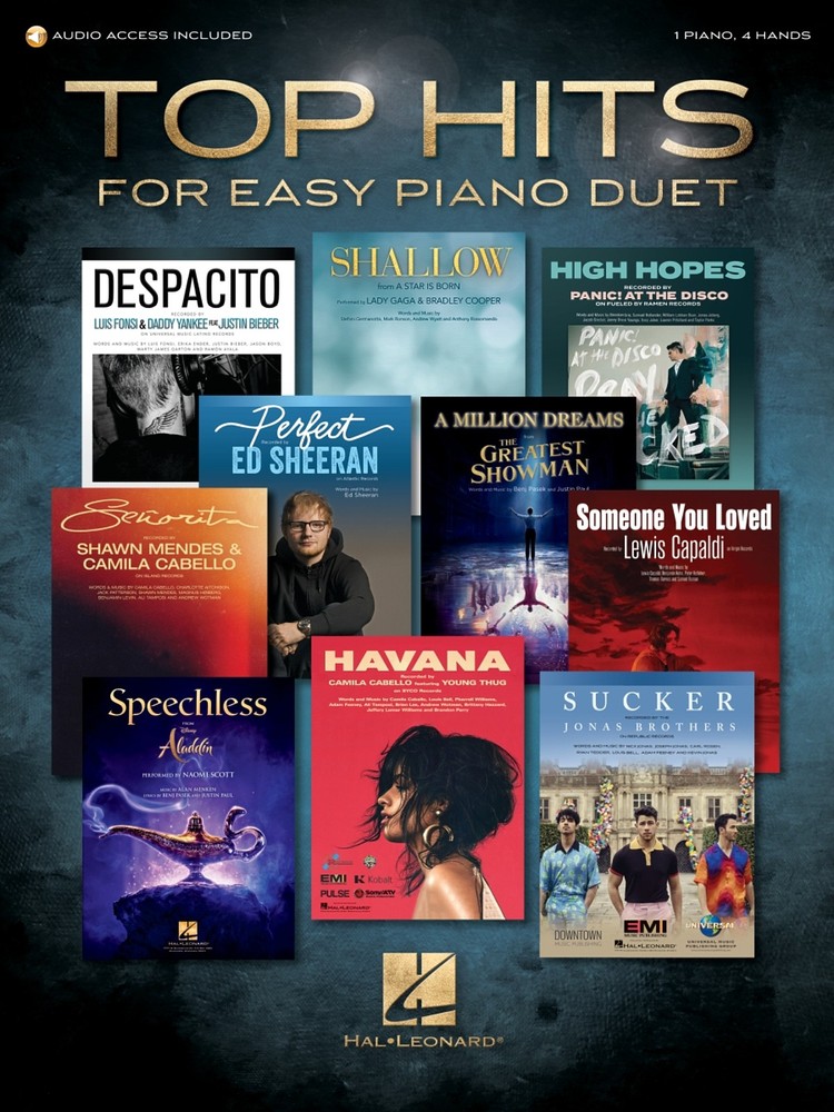 Top Hits for Easy Piano Duet 1 Piano 4 Hands Sheet Music Book & Play-Along Audio