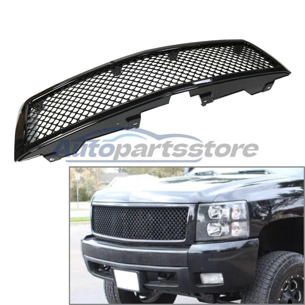 Front HoneycombBumper Center Grille Grill For Chevy Silverado 1500 2007-13