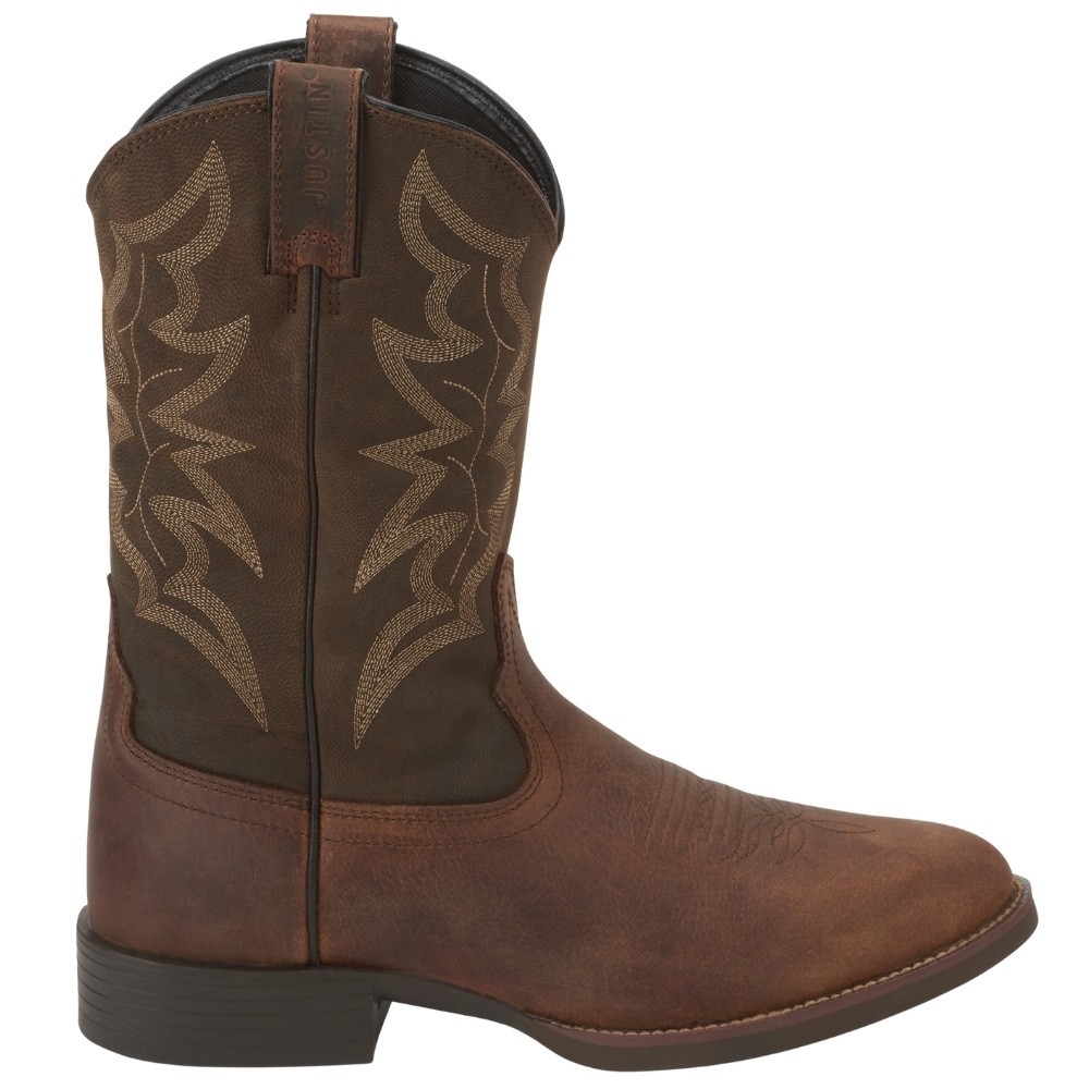 Justin Boots Buster III 11-Inch Embroidered Round Toe Cowboy Boots for Men