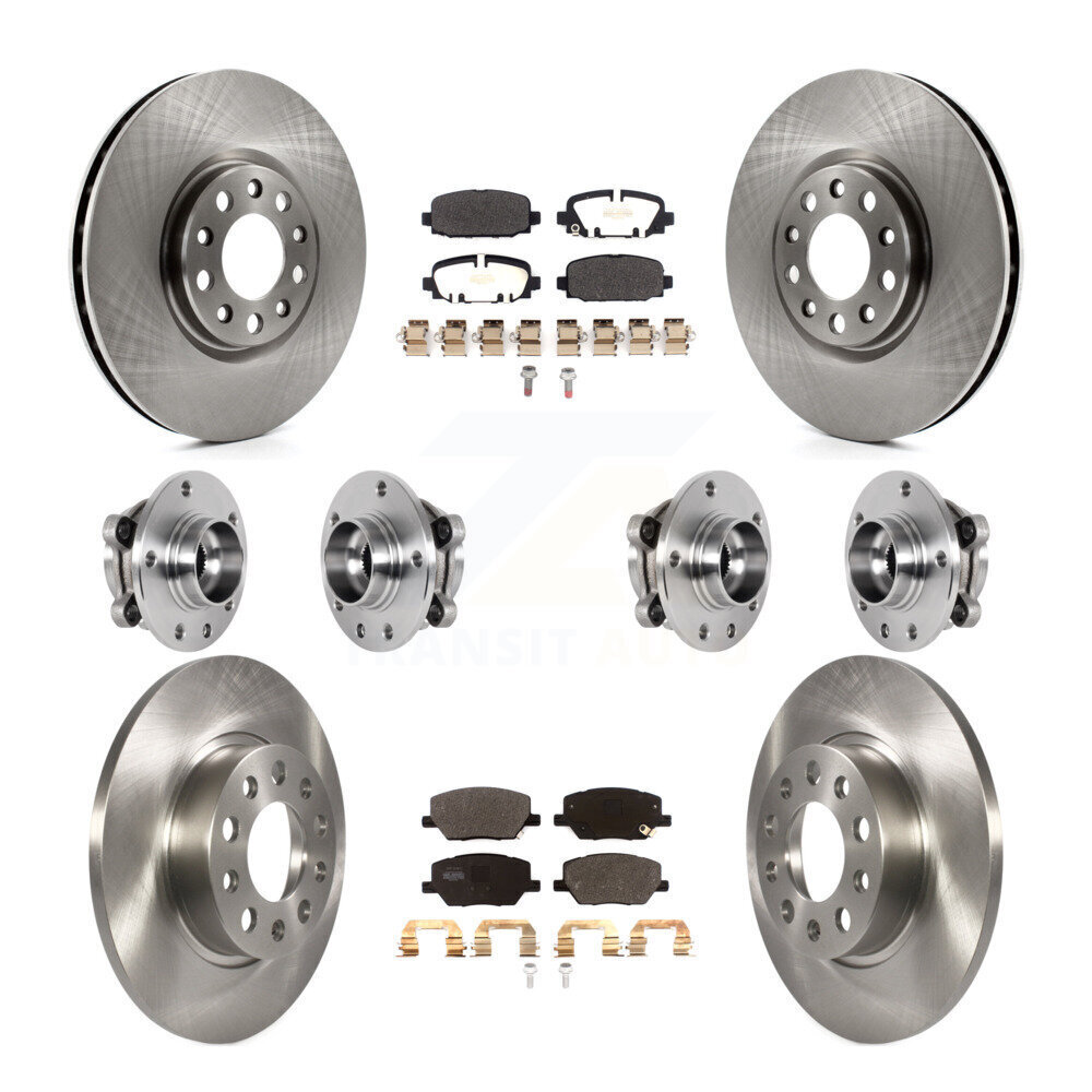 Jeep Compass AWD Front & Rear Hub Bearing, Rotor & Brake Pads Kit - 10Pc Set