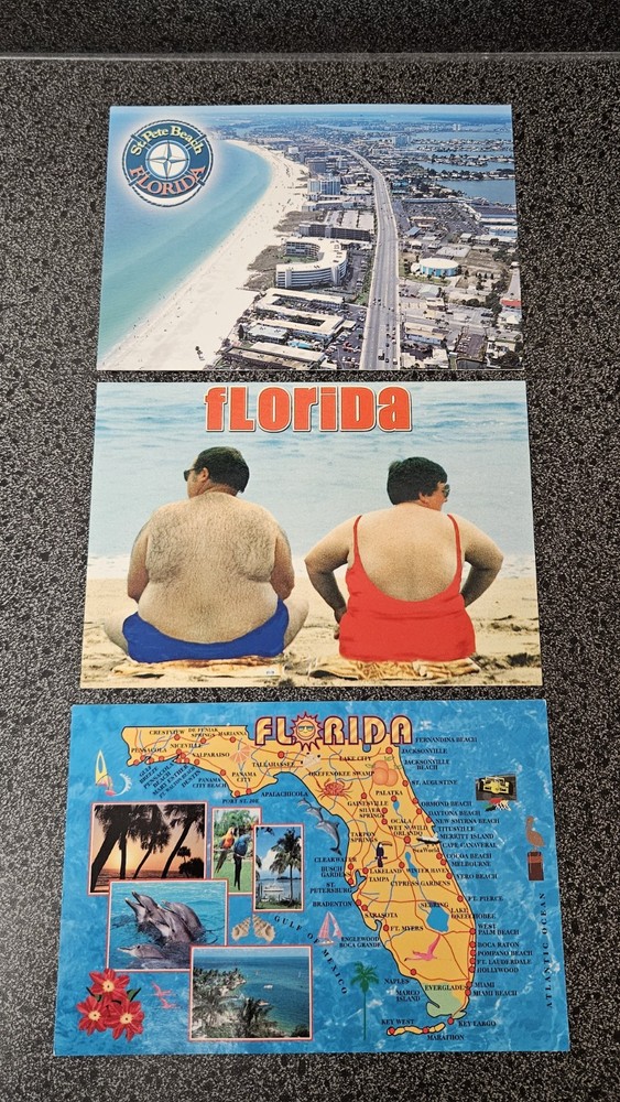 Lot Of 3 Vintage Souvenir Florida Postcards, Unused, Unposted