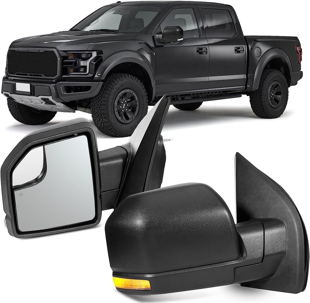 For 2015-2020 Ford F-150 Power Heated Turn Signal Light Towing Mirror LH+RH Pair