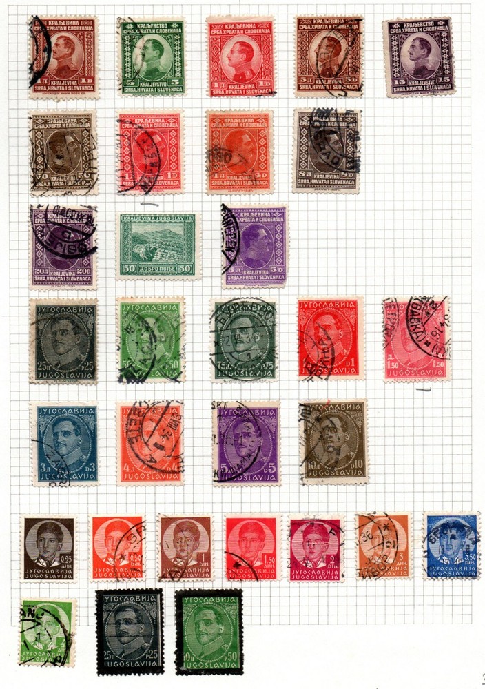 Yugoslavia selection of 31 stamps mounted on album page.