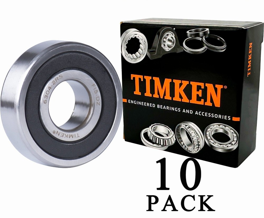 NEW 10PACK TIMKEN 6304-2RS 20X52X15MM Double Rubber Seal Ball Bearings