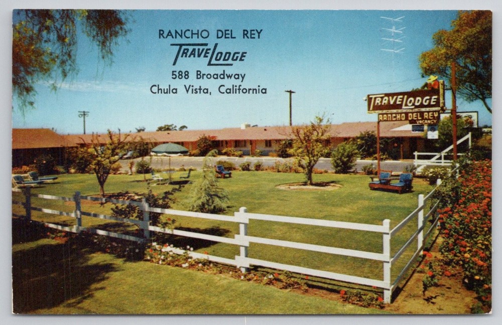 Rancho Del Rey Travelodge Chula Vista CA Postcard Vintage Mirro-Krome