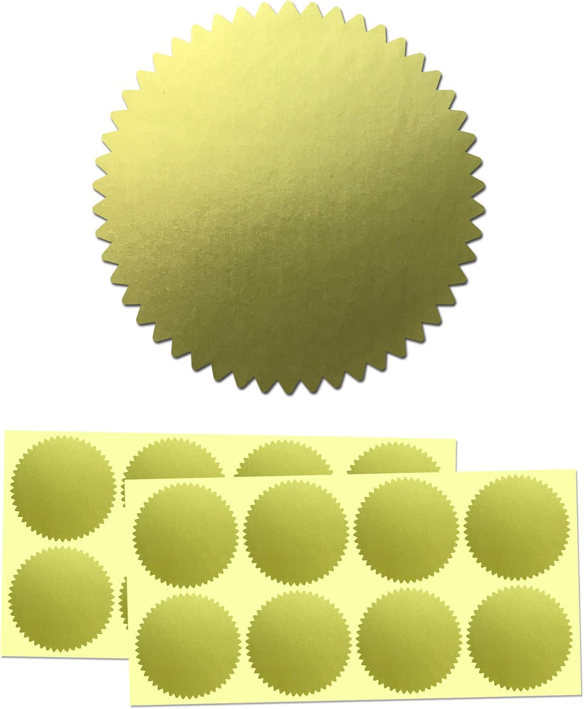 200 Pack, Gold Foil Seal Stickers for Certificates - 2