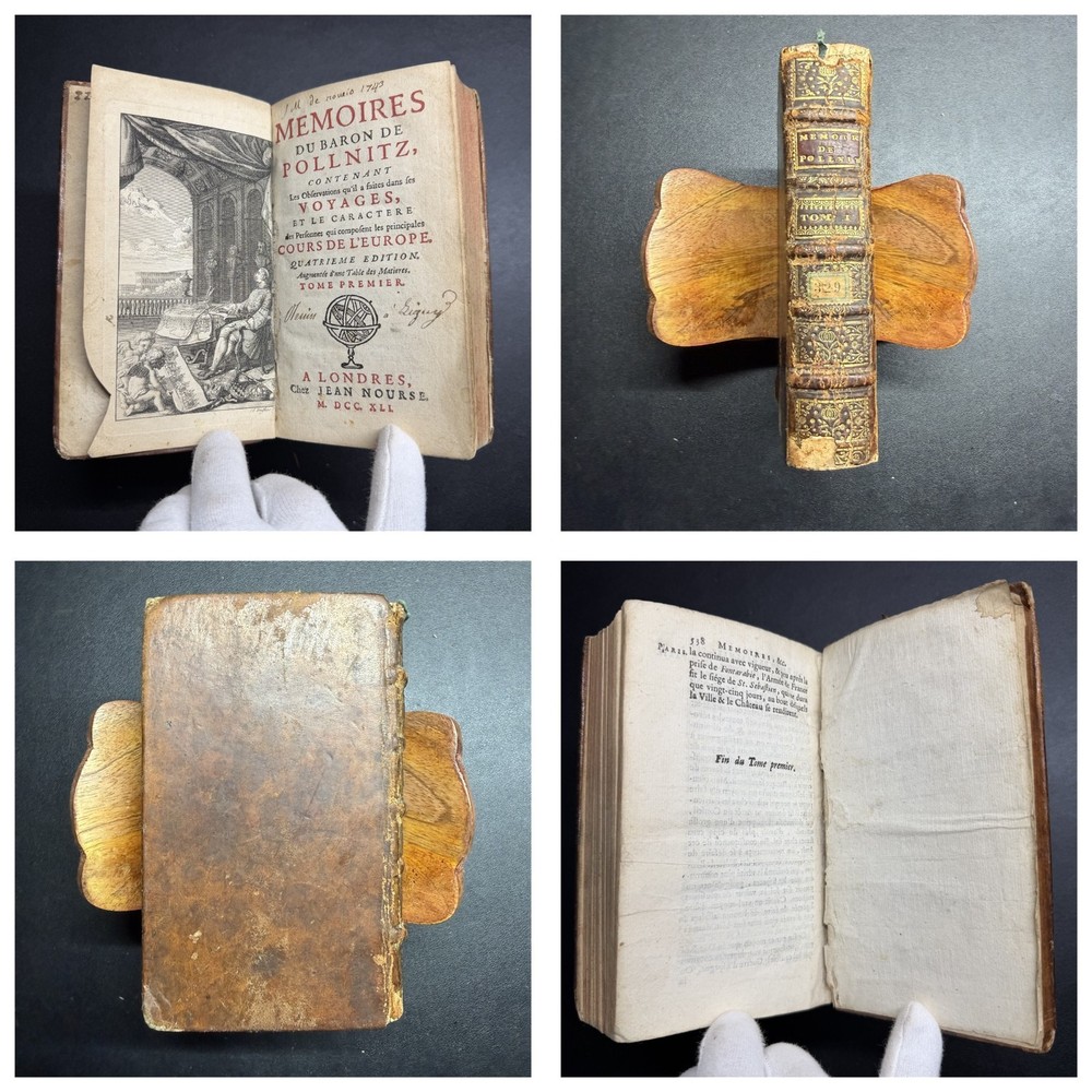 1741 Memoires Baron de Pollnitz French Travel Europe Leather Vol 1