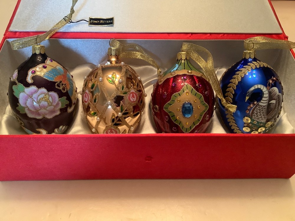 Joan Rivers Classics Russian Faberge Inspired Egg Ornaments, Set of 4,