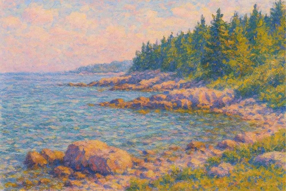 Acadia National Park Impressionist Landscape Wall Art Print Poster 12x18-image