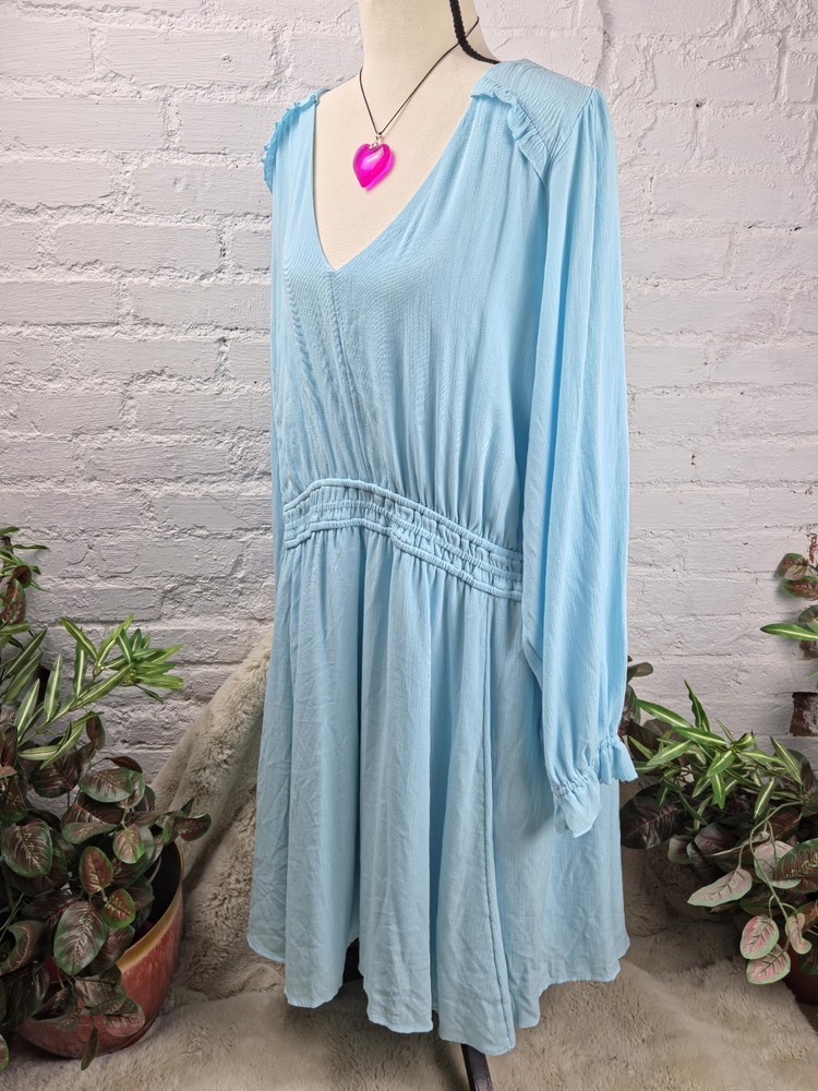 Torrid Blue Mini Gauze Wide Waist Skater Dress Women's 5X Flowy NWOT