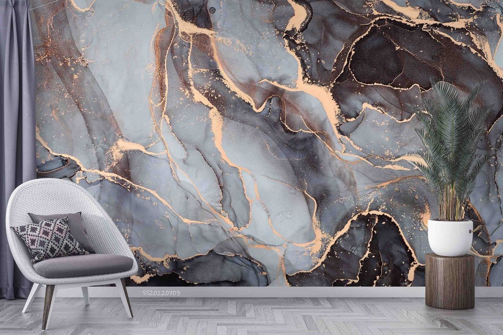 3D Brown Gold Marble Texture Wall Murals Wallpaper Murals Wall Sticker