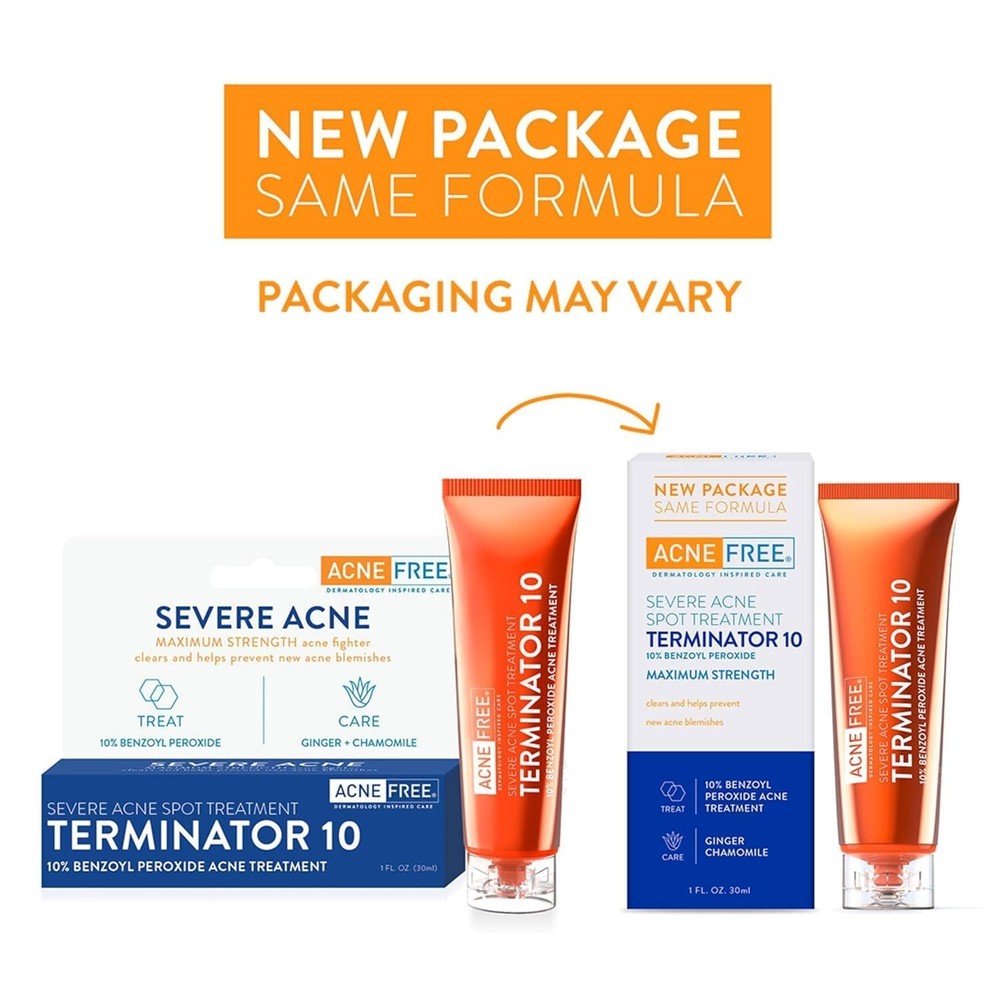 Acne Free Terminator 10 Acne Spot Treatment with Benzoyl Peroxide 10% Maximum St