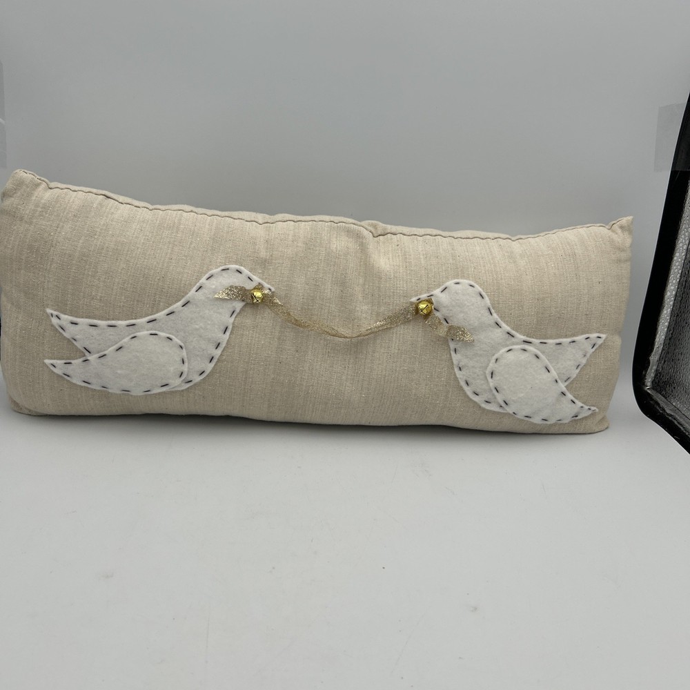 Christmas Doves Of Peace Decorative Accent Pillow Handmade Unique! EUC!-image