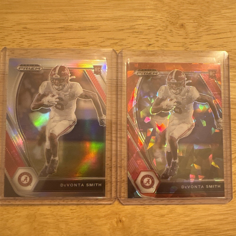 DeVonta Smith 2021 Prizm Draft Picks Red Ice Refractor Silver Prizm RC Lot Of 2