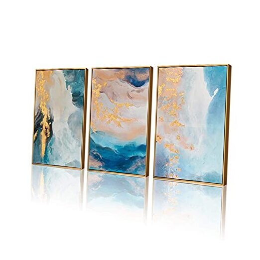 Teal Abstract Wall Art 3 Pieces with Turquoise 16x24inchesx3 Teal Wall Art-image