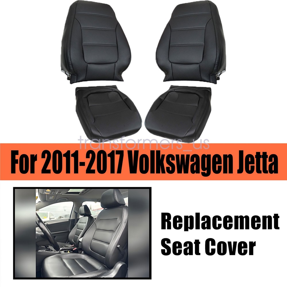 For 2011-2017 Volkswagen Jetta Front Bottom Top Leather PERF Seat Cover Black