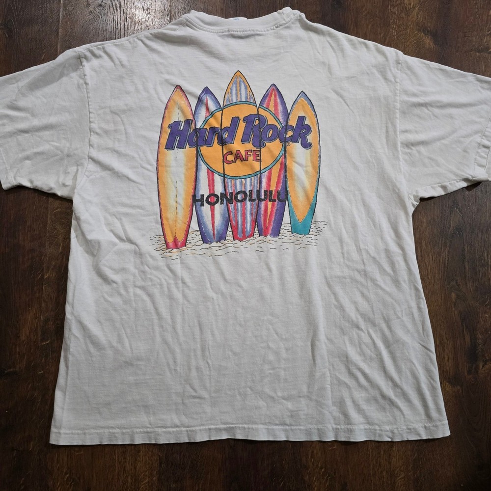 Vintage 90s Hard Rock Cafe Honolulu Surfboard T-Shirt Extra Large XL