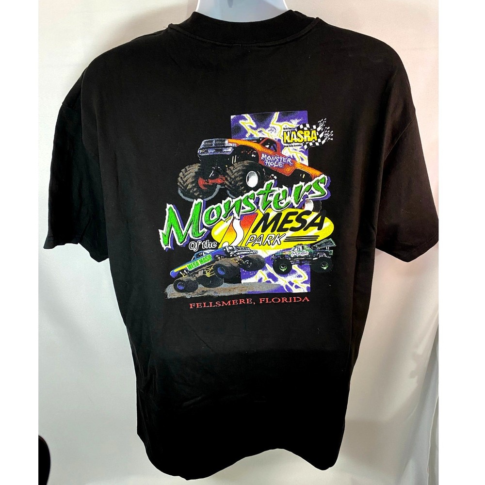 Vintage Y2K Black Monster Truck Tee Fellsmere FL XL Mesa Mash Monster Hole