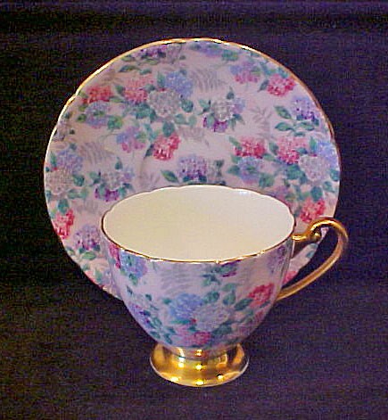 Shelley Bone China Ripon Shape Purple Summer Glory Chintz Cup & Saucer