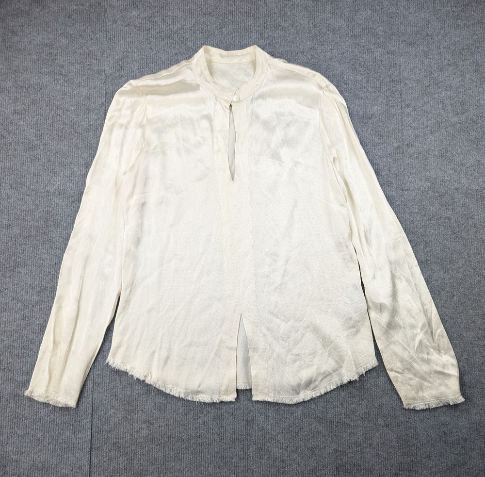 Raquel Allegra Satin Blouse Womens 1 Small Ivory Quiet Luxury Old Money Career
