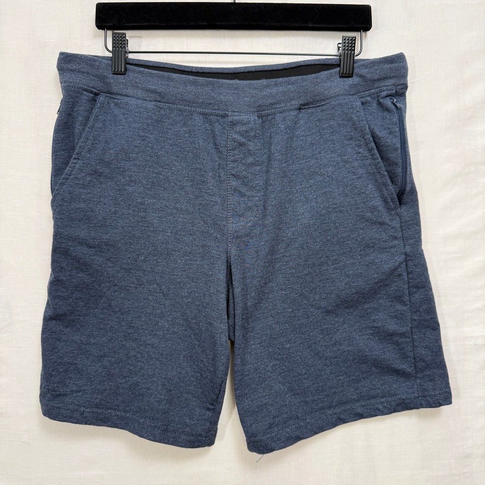 Eddie Bauer Lounge Shorts Mens Medium Blue Heathered Cotton Blend Fleece