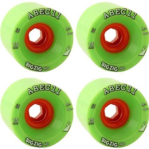 ABEC 11 BigZig HD Lime/Orange Skateboard Wheels - 75mm 74a (Set of 4)