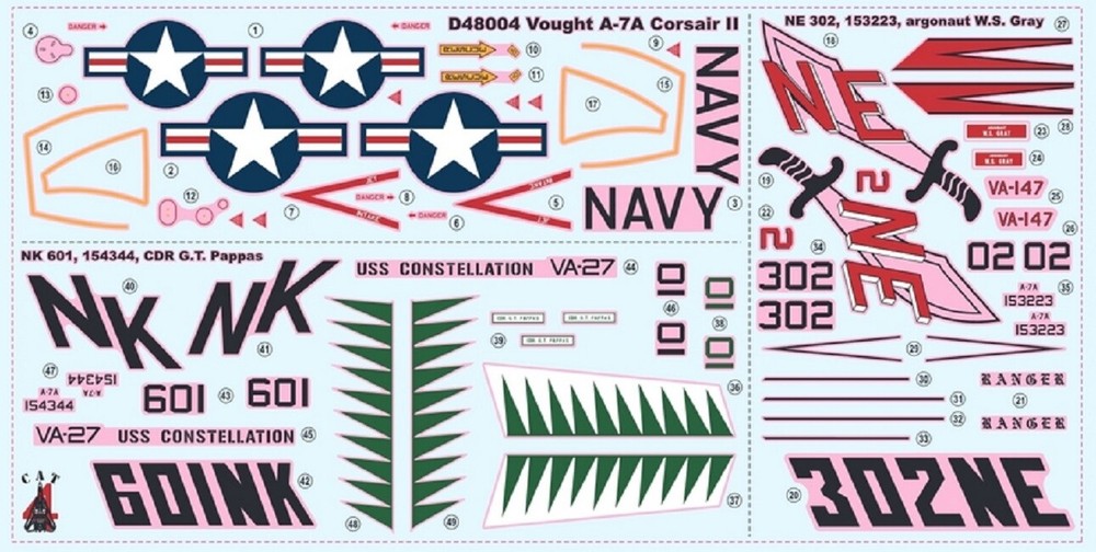 CAT4 D48004 A-7A Corsair II decal 1:48 scale model kit, accessories for aircraft