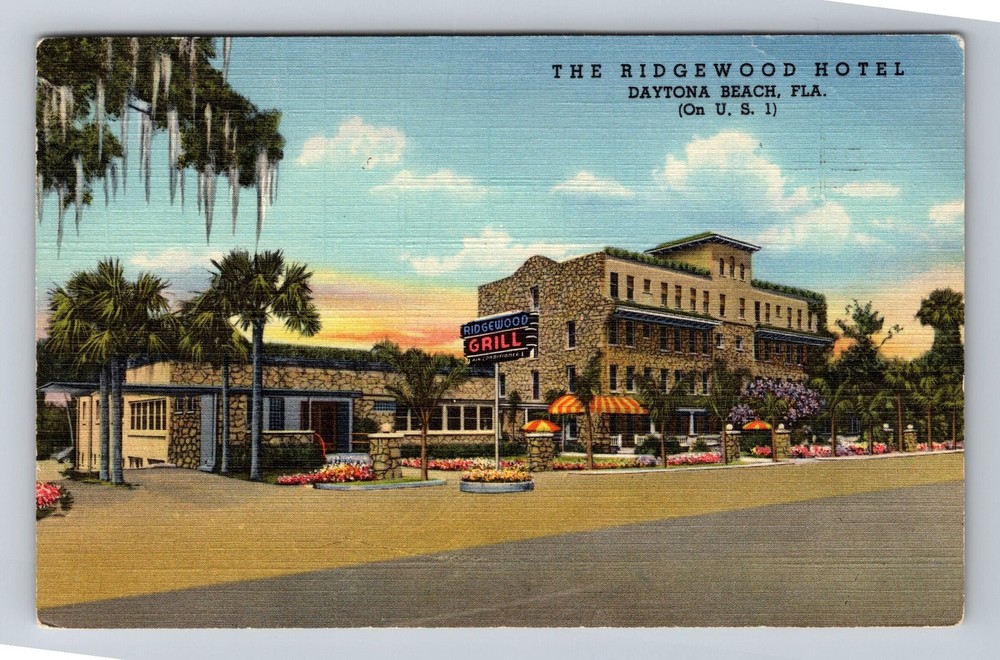Daytona Beach FL-Florida, The Ridgewood Hotel Grill, Vintage Postcard Souvenir
