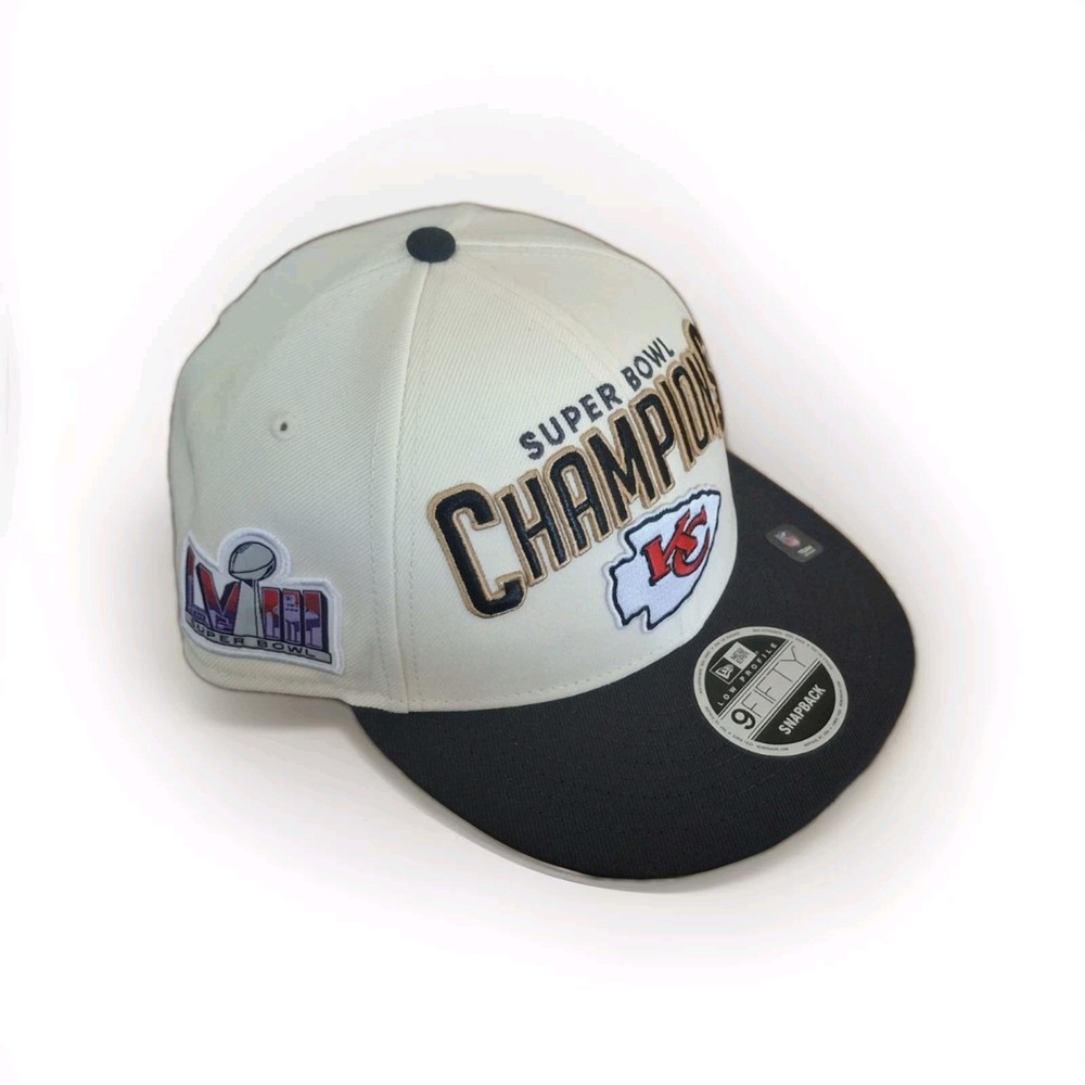 Kansas City Chiefs Super Bowl LVIII Champions New Era 9FIFTY Cream Black Snapback Hat