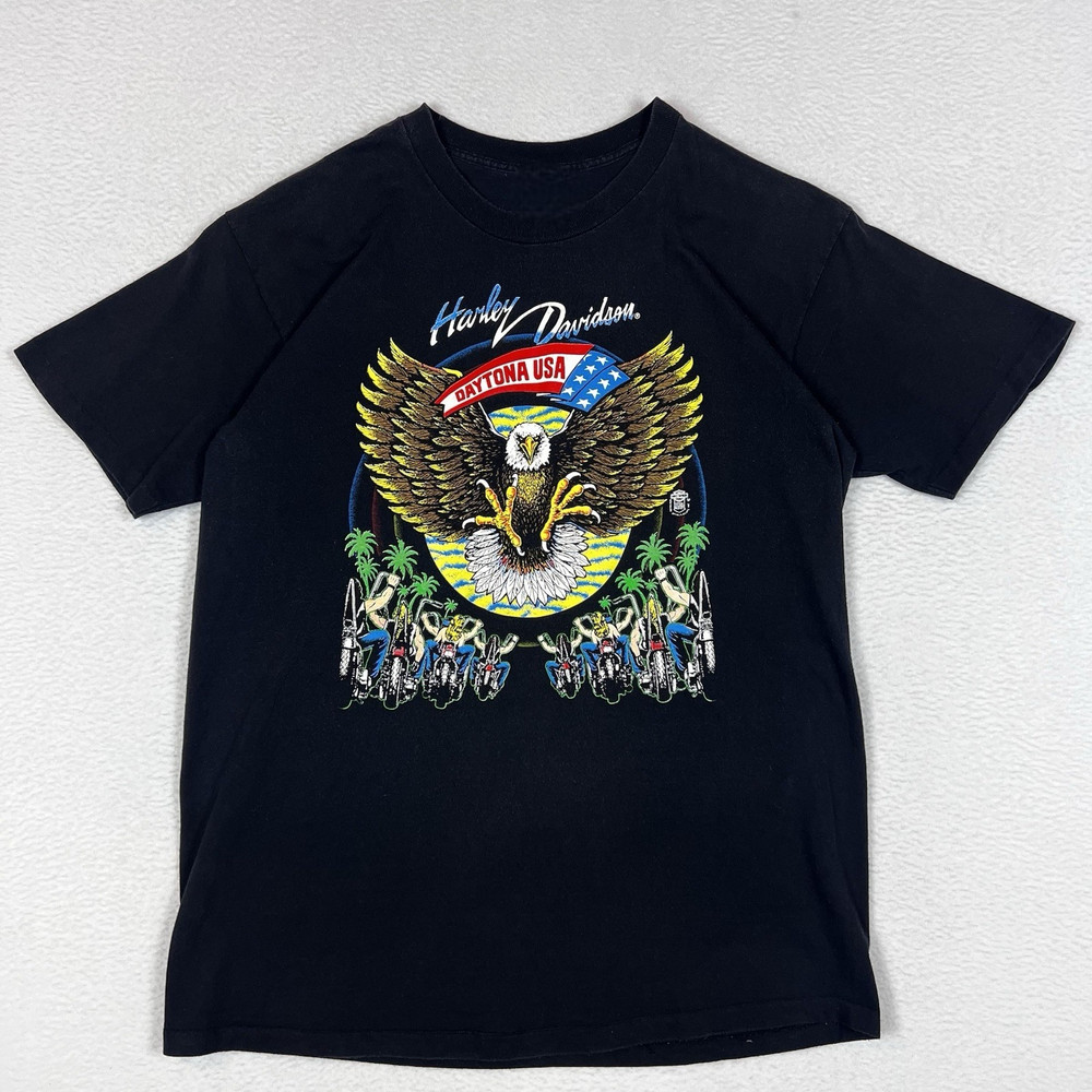 Vintage 90s Harley Davidson Daytona Bike Week Eagle Reprint Graphic T-shirt