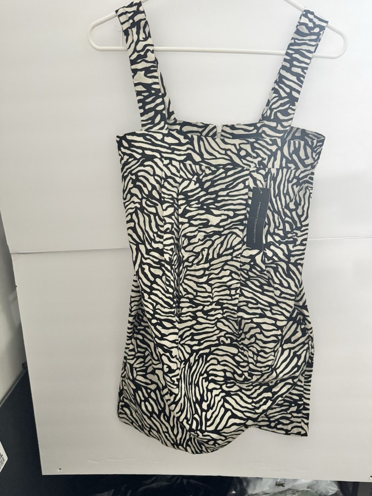 NWT French Connection Strap Dress Zebra Print Womans size 4