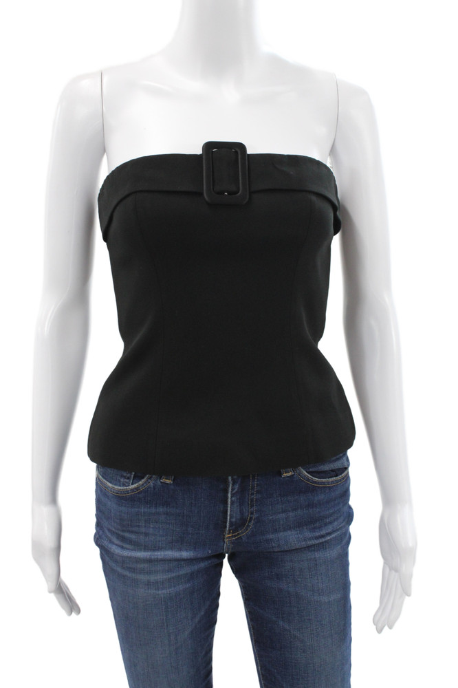 Reformation Women Black Sleeveless Buckle Acetate Top Size 0Free Shipping in US $100+ Orders | $6.95 Orders Below