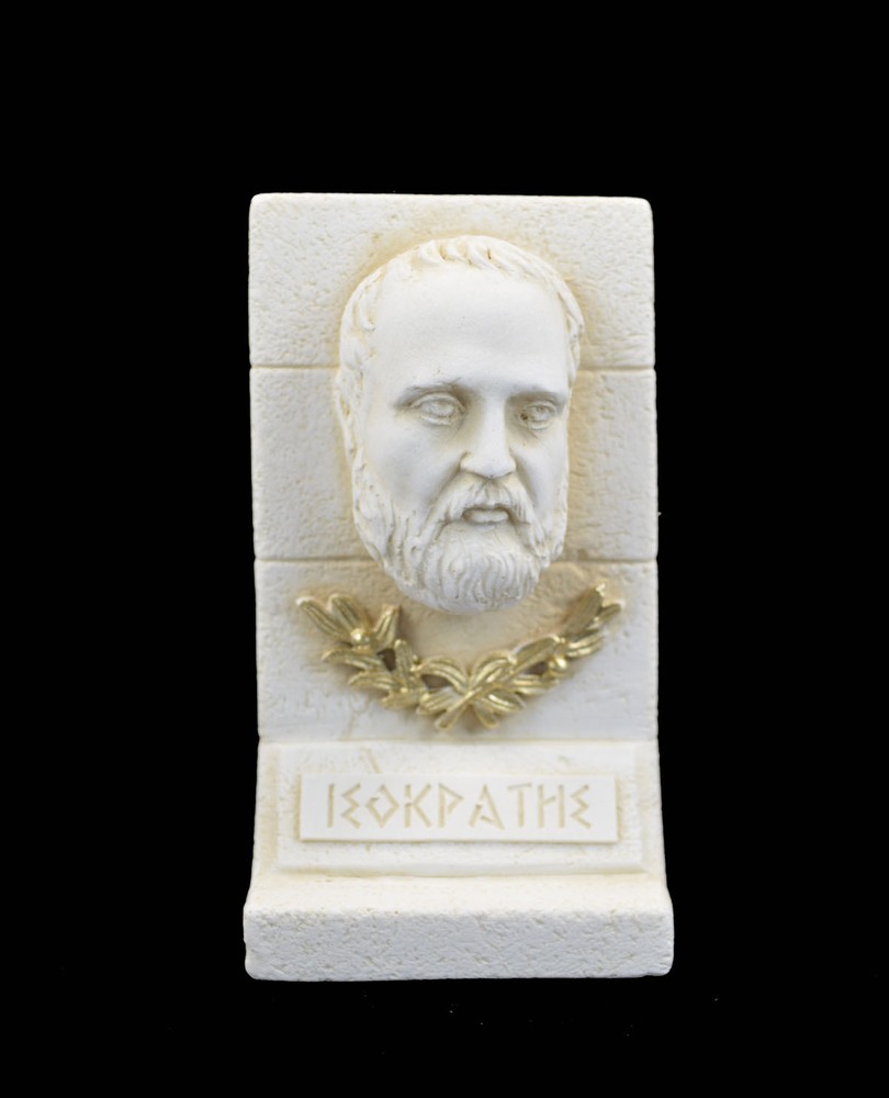 Isocrates Alabaster sculpture patina aged artifact ancient Greek oretor