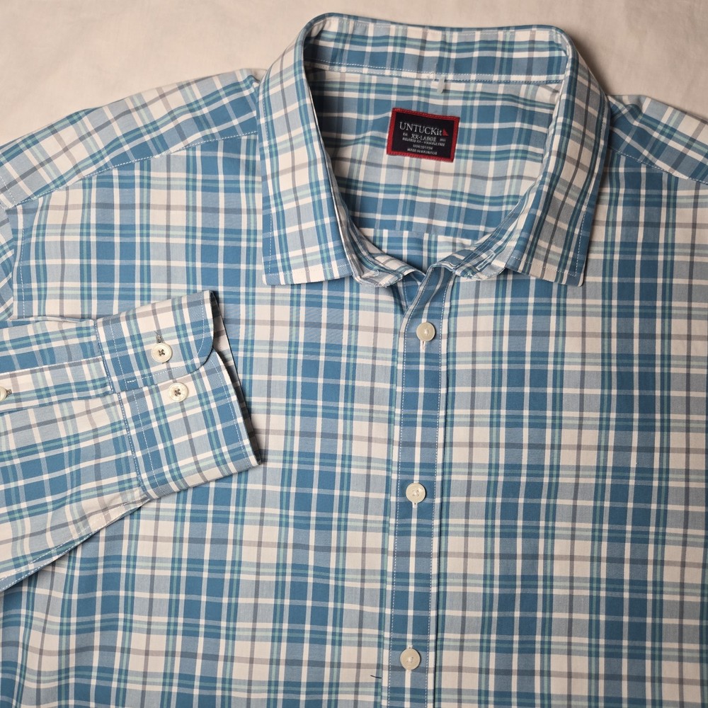 UNTUCKit Shirt Relaxed Fit Wrinkle Free Mens XXL Long Sleeve Button Up Shirt