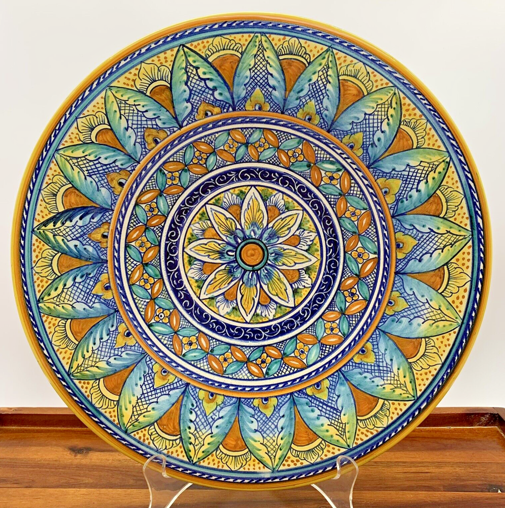 Vintage Fidia Italian Pottery Large Decorative Wall Bowl Plate Design