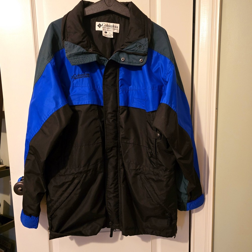 Price Reduced-Men's Columbia Winter Parka Jacket Coat Black/Blue/Green Size L
