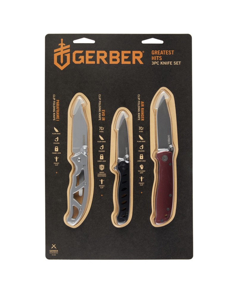 GERBER 3-Piece Folding Knife Set with Paraframe I Evo Jr and Air Ranger