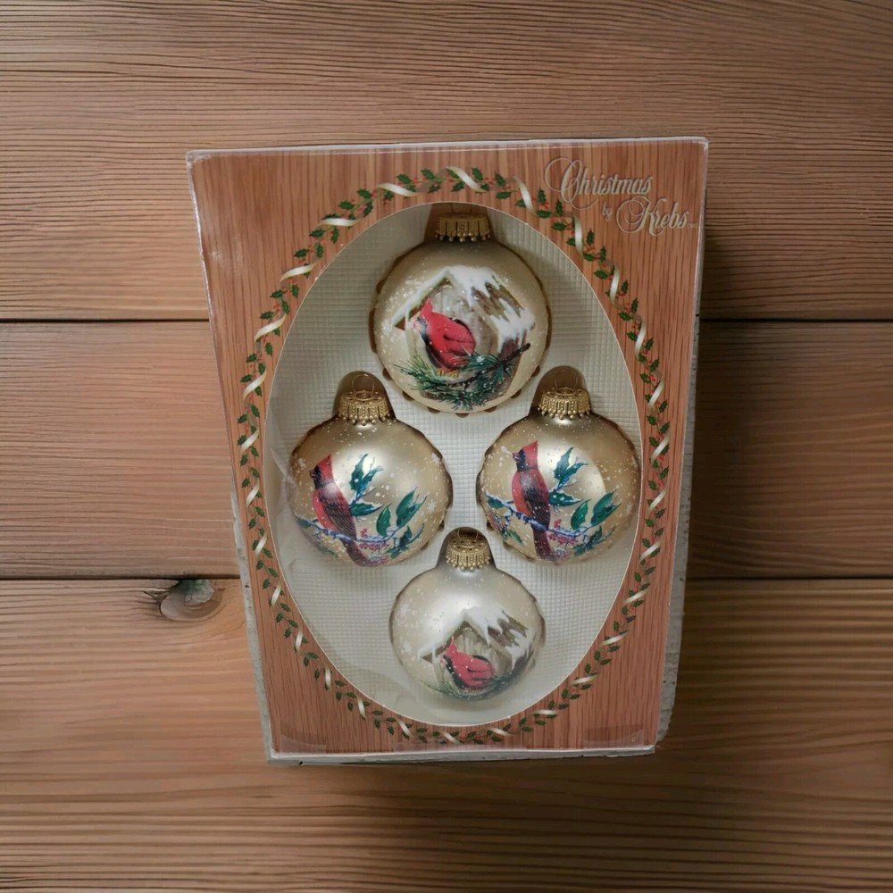 Krebs Christmas Ornaments  Cardinals Woodland Accent Collection VTG Excellent-image