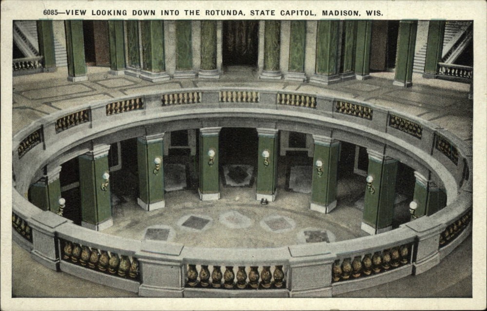 Rotunda ~ State Capitol ~ Madison Wisconsin WI ~ 1920s postcard